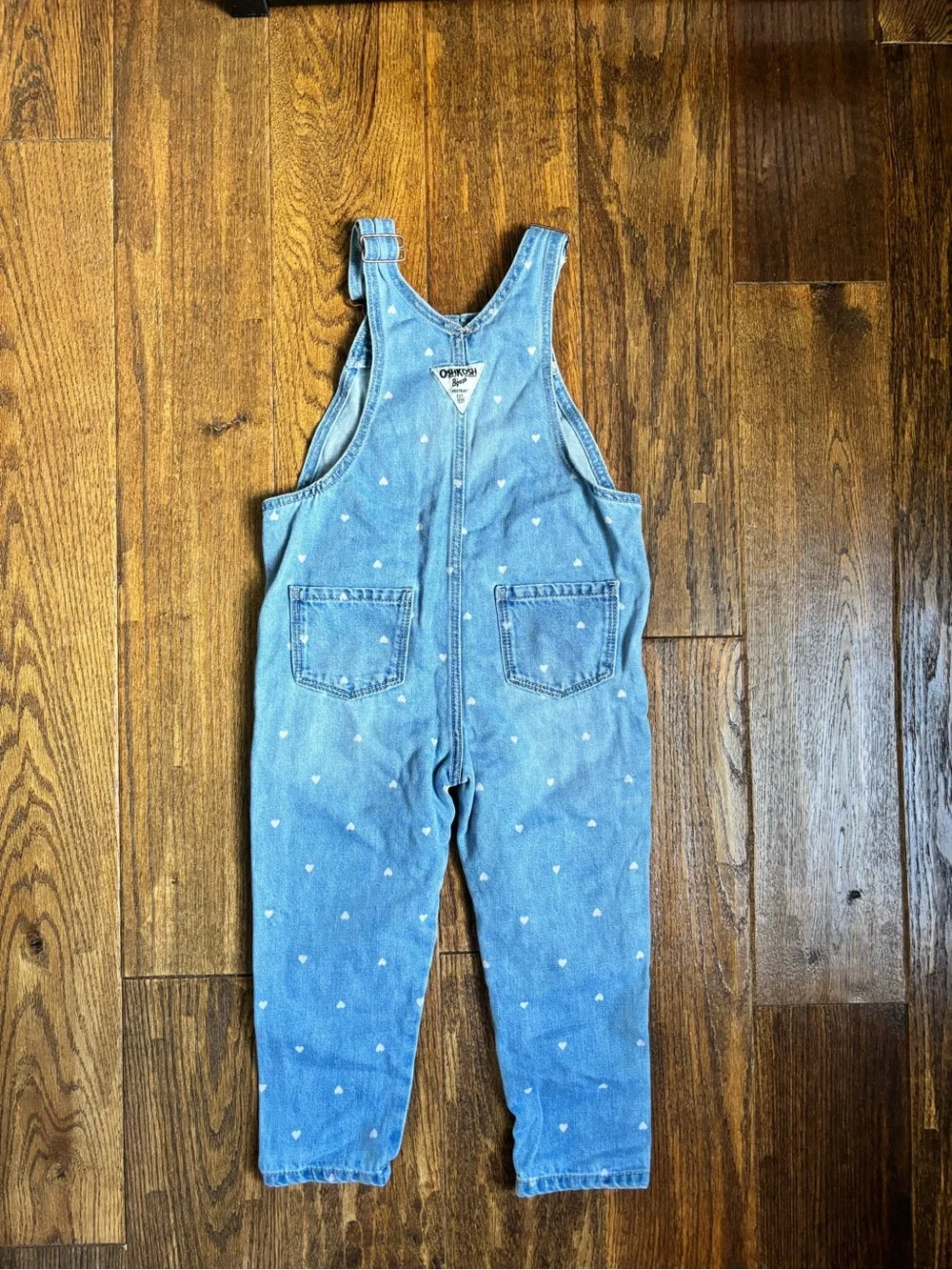 OshKosh B'gosh Denim Overalls with White Heart Print